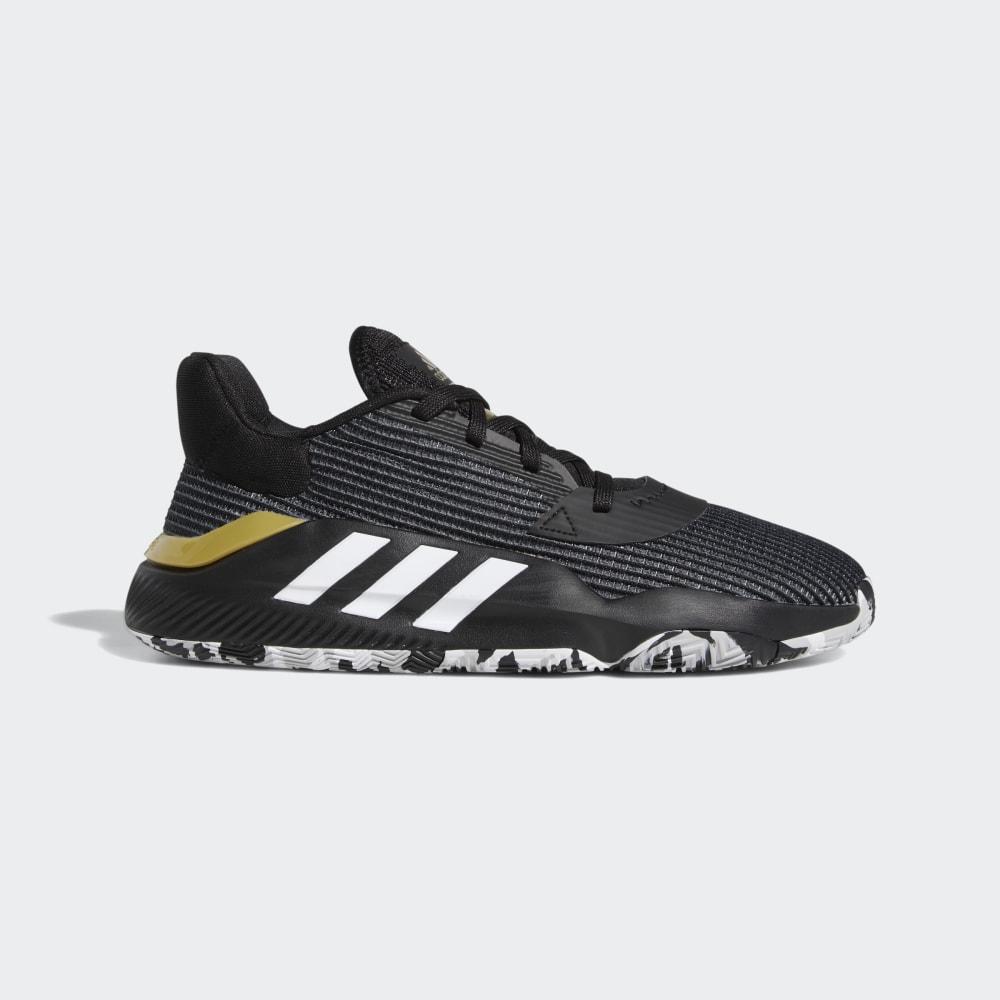 Adidas Men's Pro Bounce 2019 Low Basketball Shoes Black/White/Gold Metal Ireland EF0469